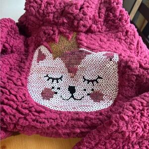 Cozy Pink Sequin Cat Kids hoodie